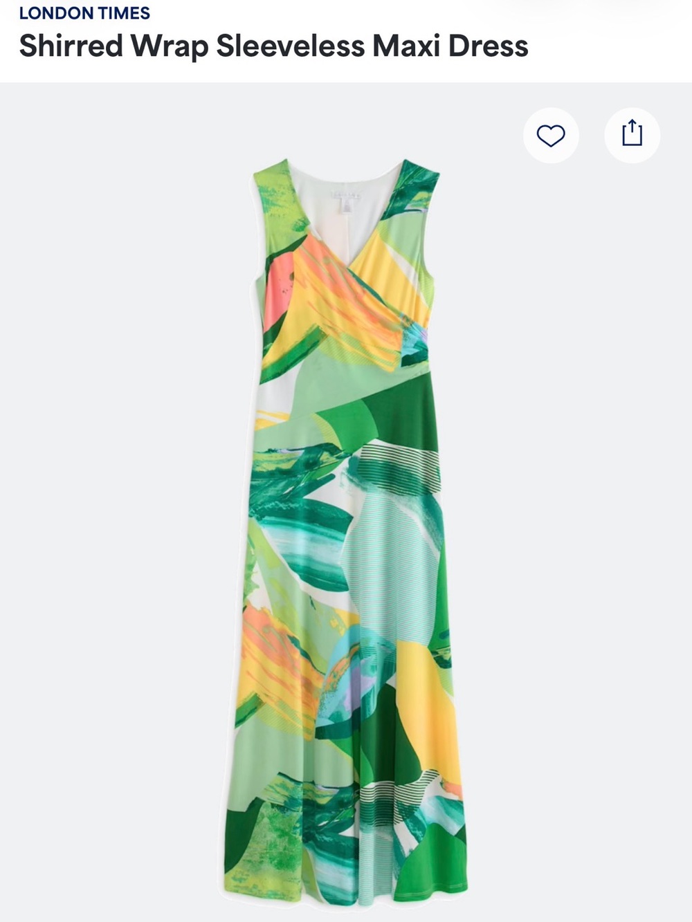 London Times Green Multi Shirred Wrap Maxi Dress